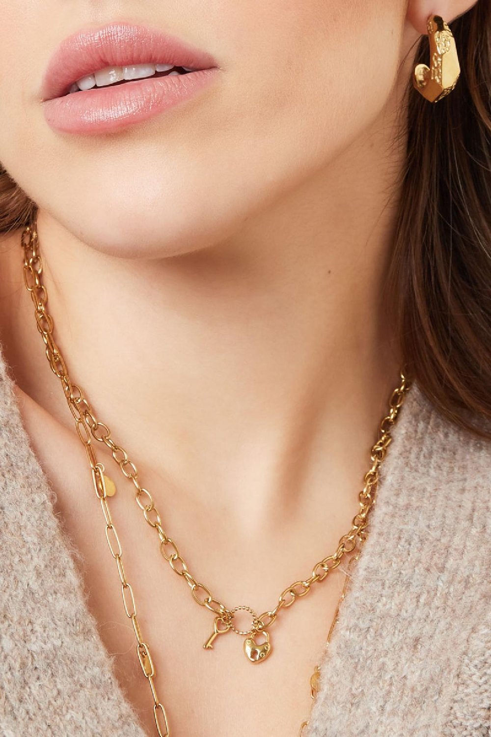 Chiave a catena e serratura Gold Stainless Steel h5Immagine3